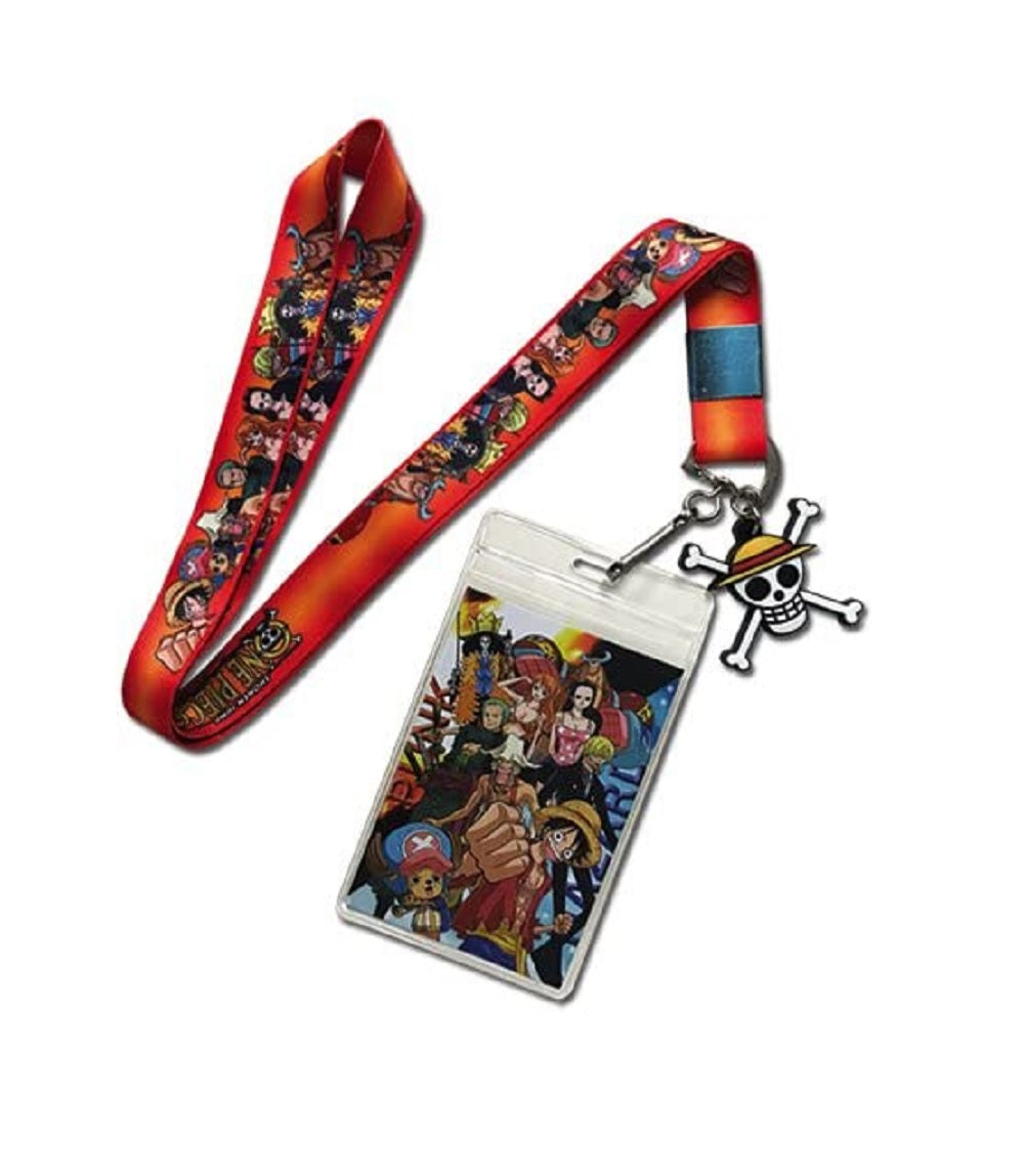 One Piece Group With Pirate Flag Anime Lanyard Neck Strap Id Holder