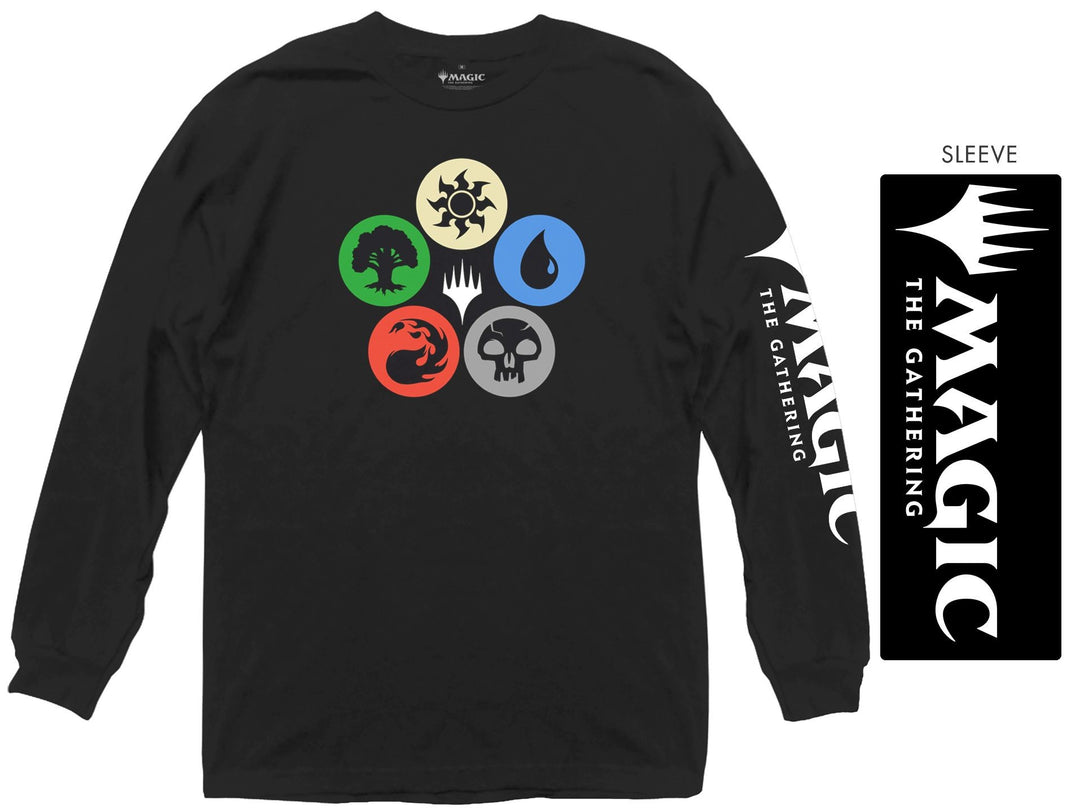 Magic The Gathering Mana Symbols Officially Licensed Adult Long Sleeve T-Shirt