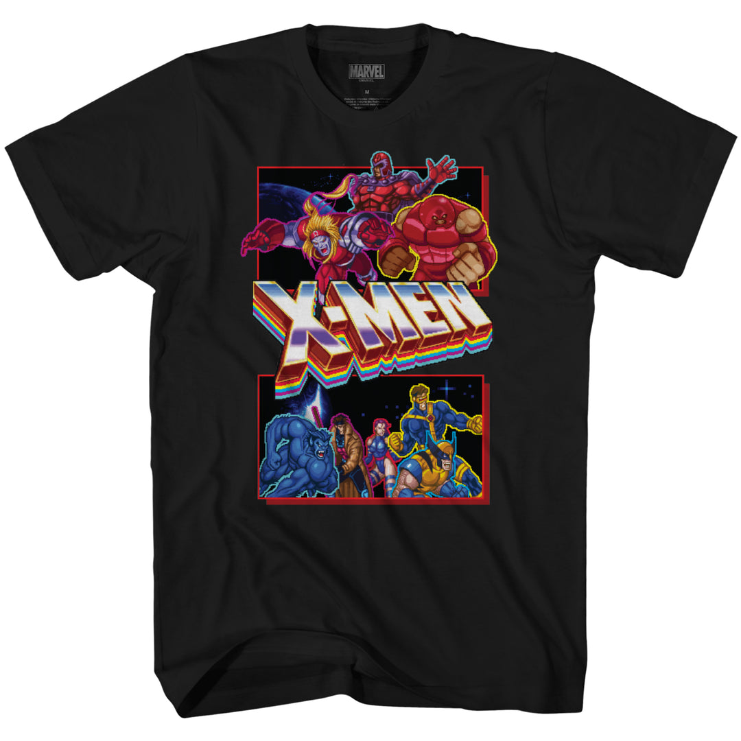 X-Men Retro Arcade Heroes Vs Villains Marvel Comics Adult T-Shirt