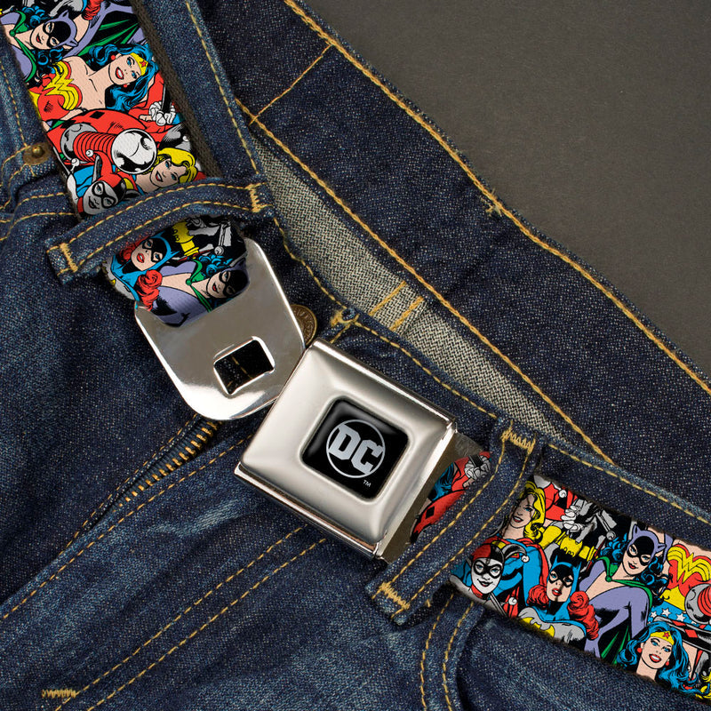 DC Universe Superhero And Villains Collage Full Color Seatbelt Belt