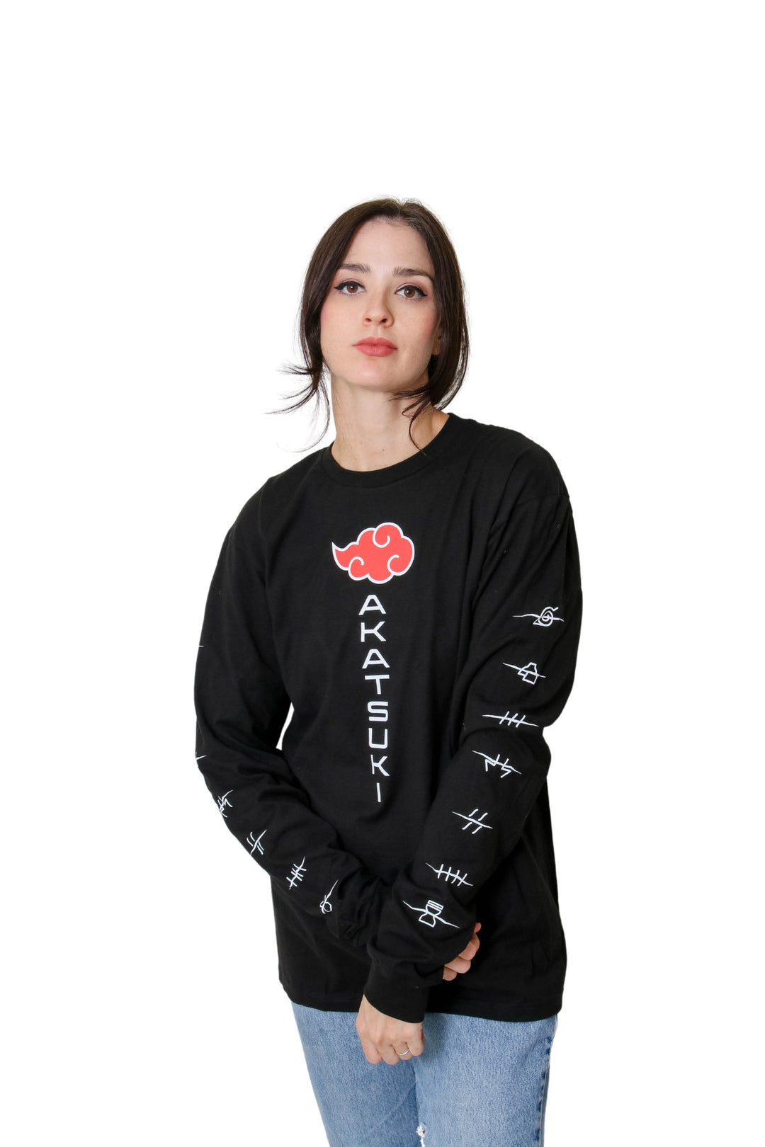 Naruto Shippuden Akatsuki Anti Village Symbols Cloud Anime Adult Unisex Long Sleeve T-Shirt