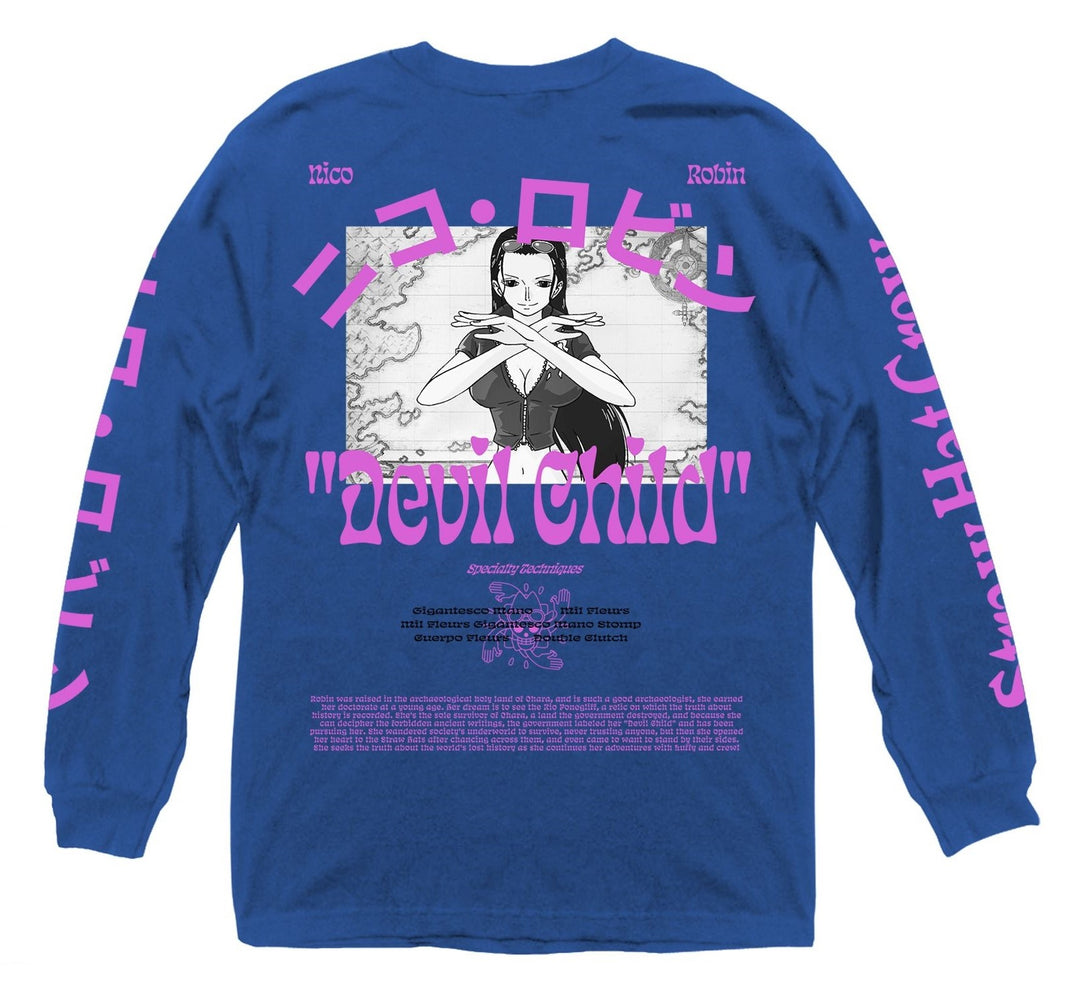 One Piece Nico Robin Demon Child Anime Adult Long Sleeve Graphic T-Shirt