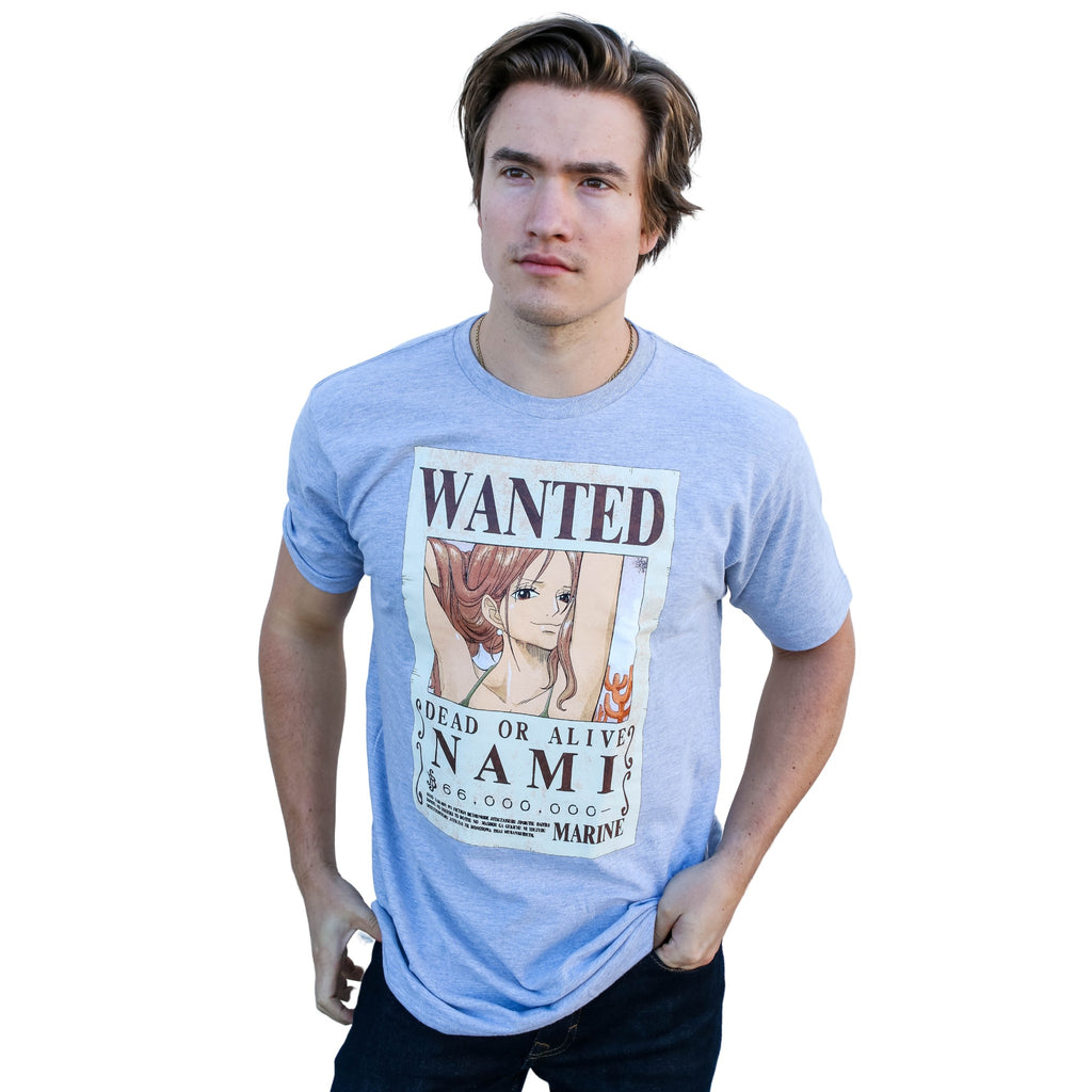 One Piece Nami Full Wanted Poster Anime Adult Short-Sleeve Graphic T-Shirt