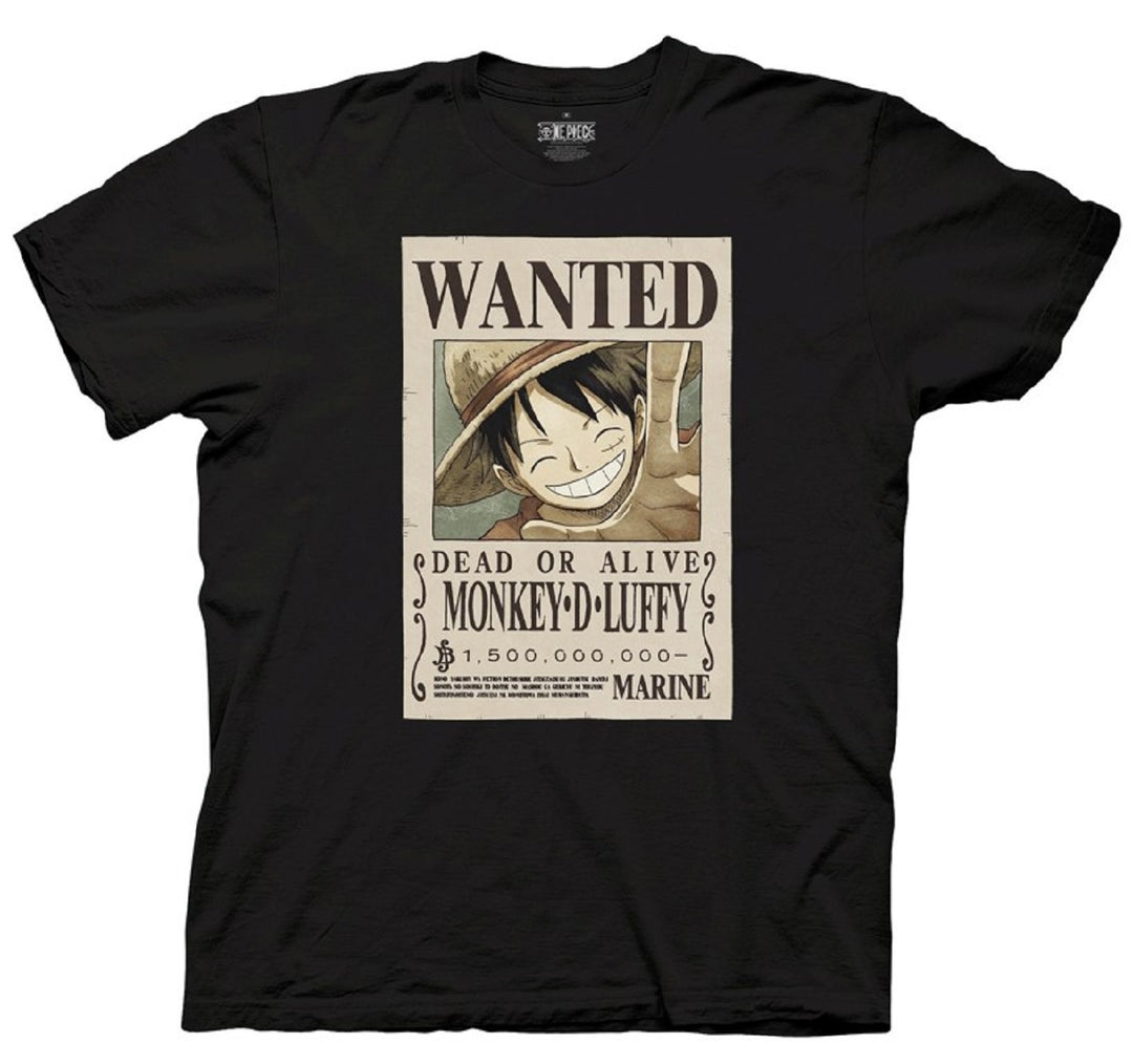 One Piece Luffy Full Wanted Poster Anime Adult Short-Sleeve Graphic T-Shirt