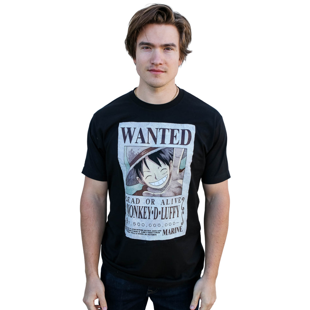 One Piece Luffy Full Wanted Poster Anime Adult Short-Sleeve Graphic T-Shirt