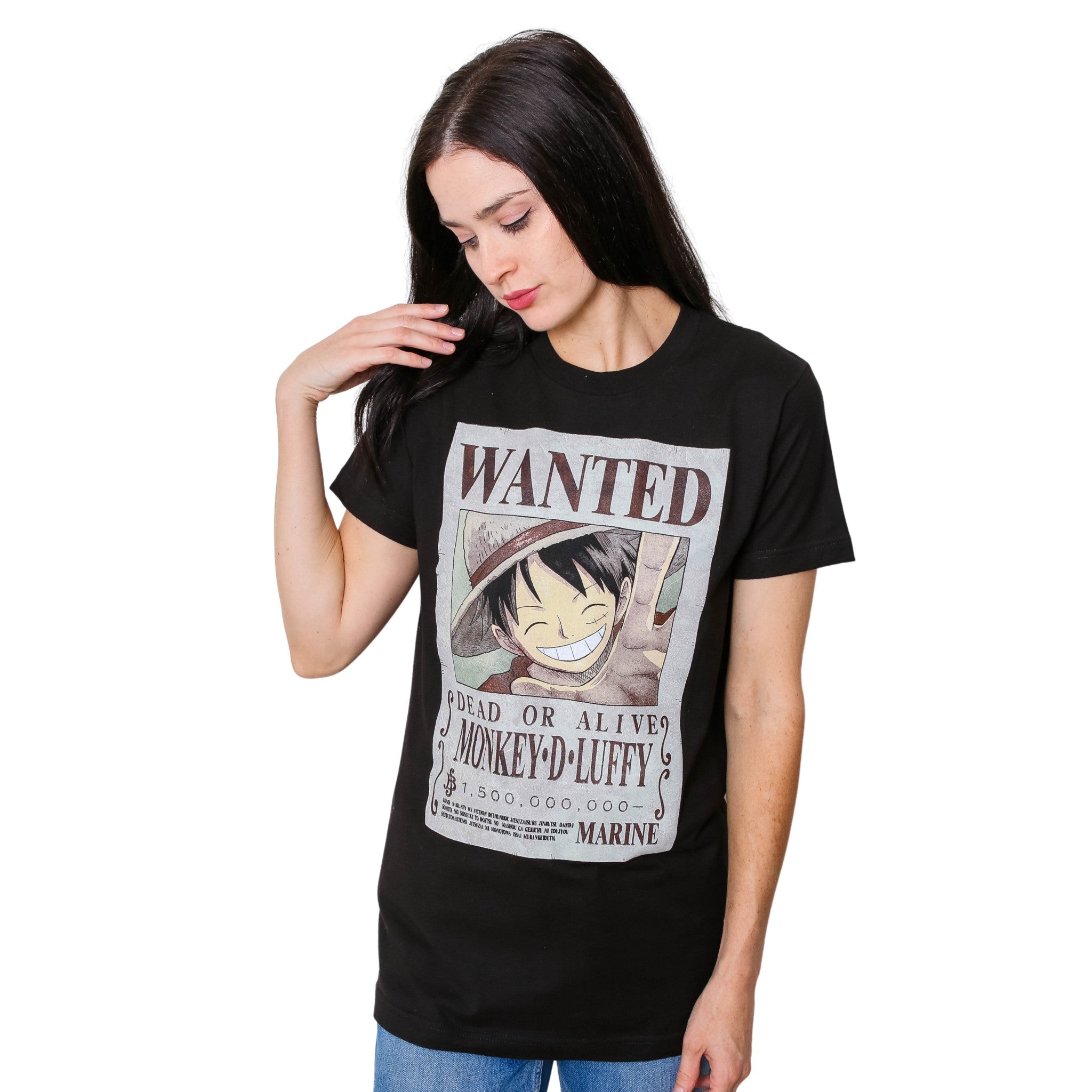 One Piece Luffy Full Wanted Poster Anime Adult Short-Sleeve Graphic T-Shirt