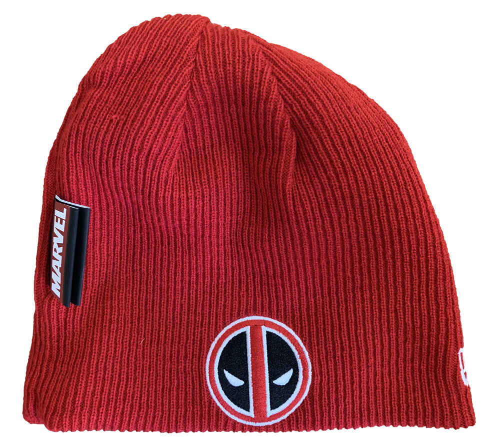New Era Deadpool Logo And Text Marvel Comics Reversible Knit Beanie Hat