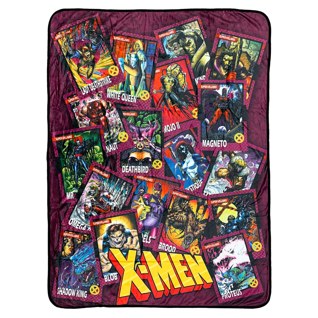X-Men Trading Cards Villians by Jim Lee Marvel Flannel Throw Super Soft Lightweight Fleece Blanket 45 x 60 Inches