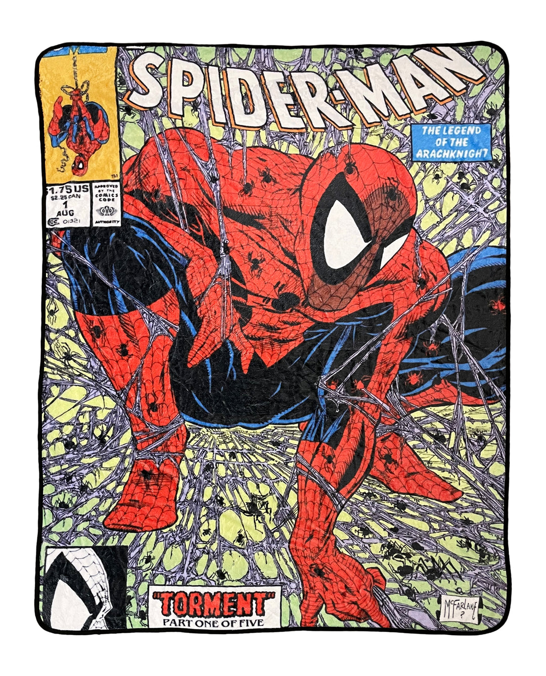 Marvel Spider-Man 90's Cover Torment Fleece Throw Blanket