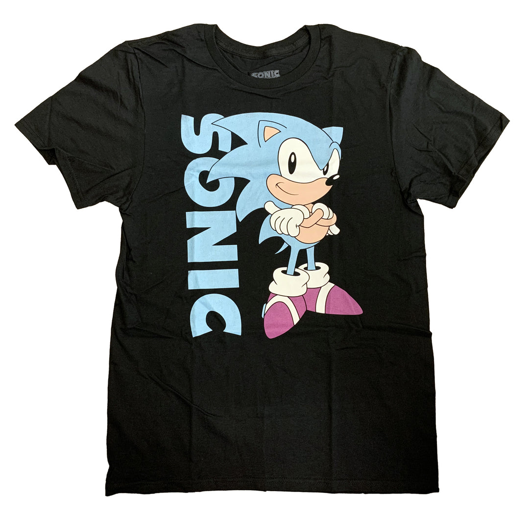 Sega Sonic Black Adult T Shirt