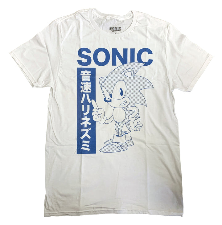 Sega Sonic Kanji Text Adult T Shirt