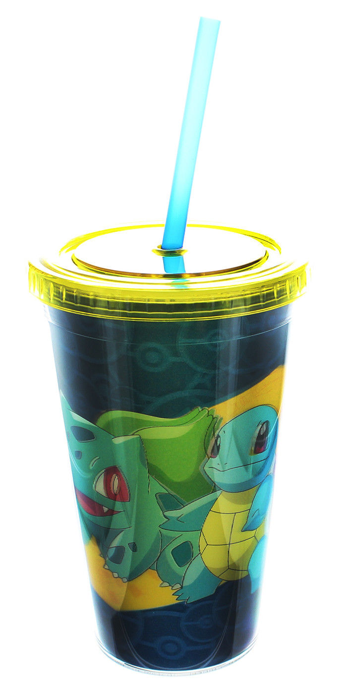Pokemon Kanto Starter Group Tumbler Travel Cup With Straw