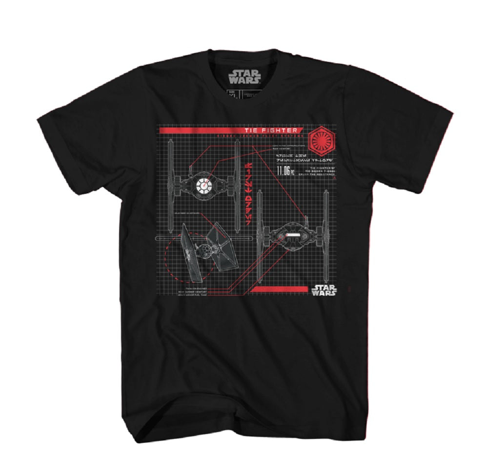Star Wars The Last Jedi Tie Fighter Plans Adult T-Shirt