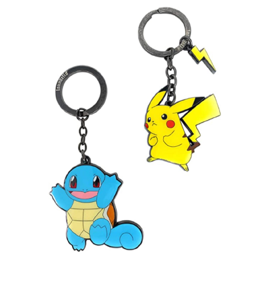 Pokemon Characters Pikachu and Squirtle 2 pack Keychain Set