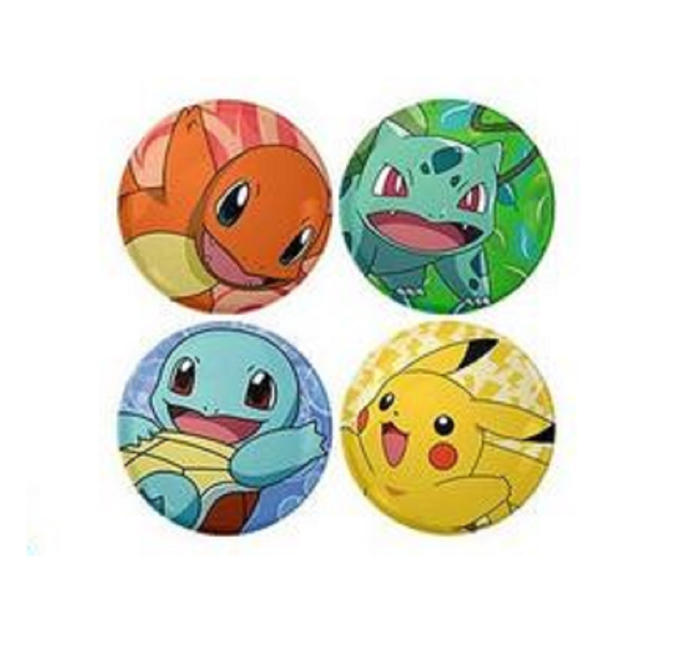 Pokemon Characters Pikachu Squirtle Charmander Bulbasaur 4 pack pins Set