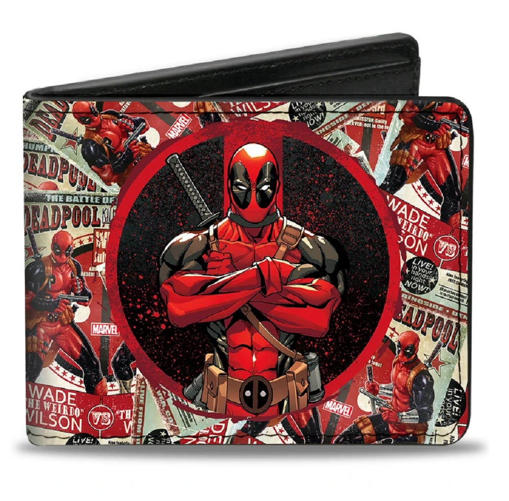 Deadpool Arms Crossed Pose Badge/Wade Vs Wade Marvel Comics Bi-fold Wallet