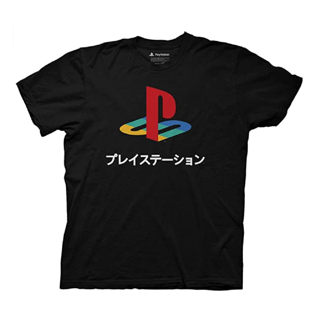 Playstation Sony Logo Japanese Kanji Gamer Adult T-Shirt