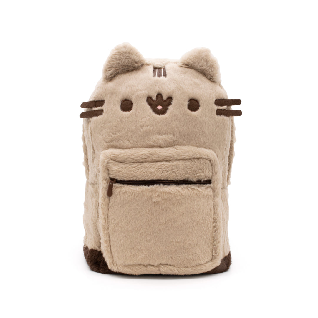 Pusheen The Cat Face Plush Backpack Bag with Front Pocket