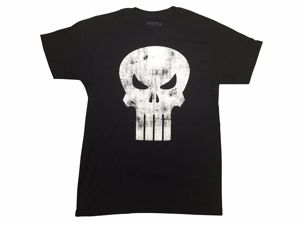 The Punisher White Skull Logo Distressed Marvel Comics Adult T-Shirt