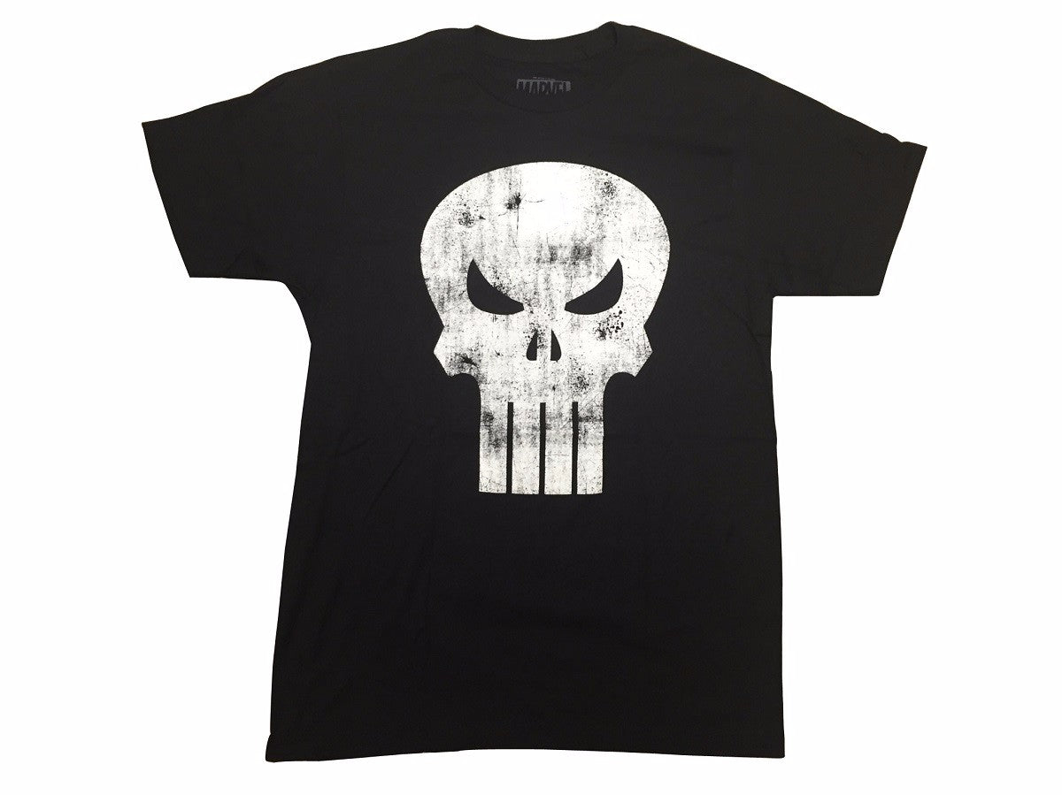 The Punisher White Skull Logo Distressed Marvel Comics Adult T-Shirt