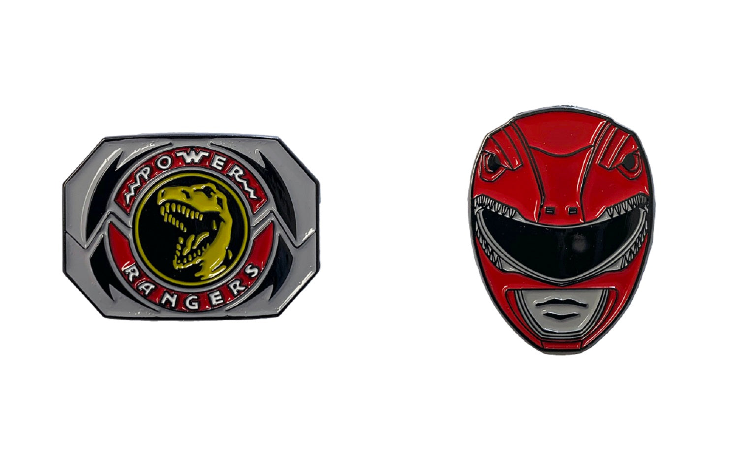 Power Rangers Red Ranger Mask and Emblem 2 Pack Enamel Pin set