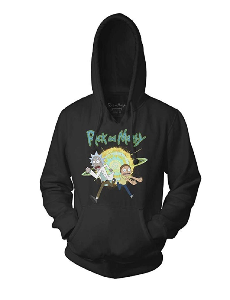 Rick and Morty Adult Unisex Explosion with Logo Pull Over Fleece Hoodie