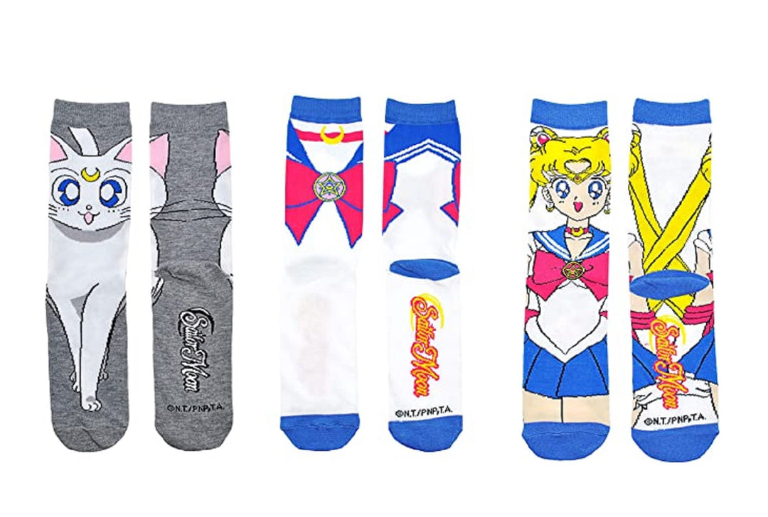 Sailor Moon Sailor Moon, Artemis, Bow Cosplay Anime 3 Pack Crew Socks