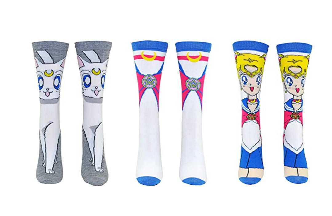 Sailor Moon Sailor Moon, Artemis, Bow Cosplay Anime 3 Pack Crew Socks