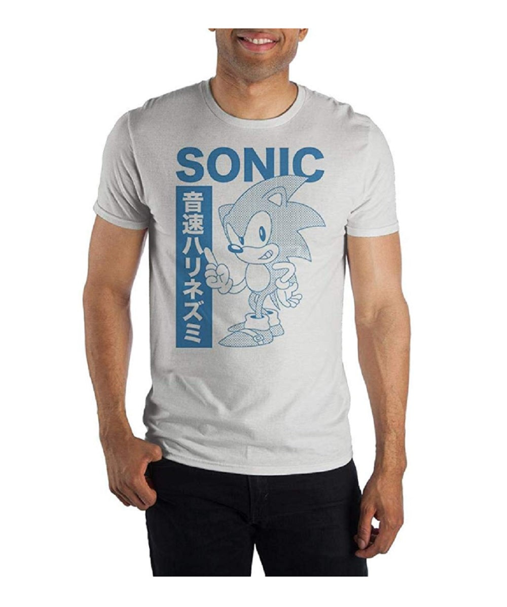 Sega Sonic Kanji Text Adult T Shirt