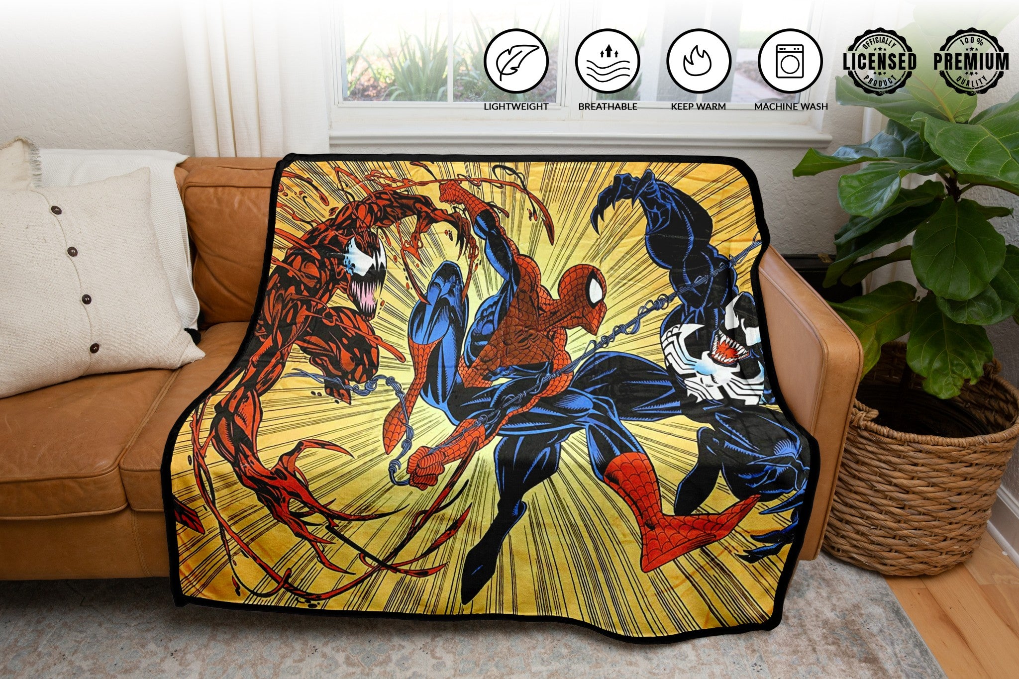 Spider Man Maximum Carnage And Venom Marvel Fleece Throw Blanket 45in. YourFavoriteTShirts