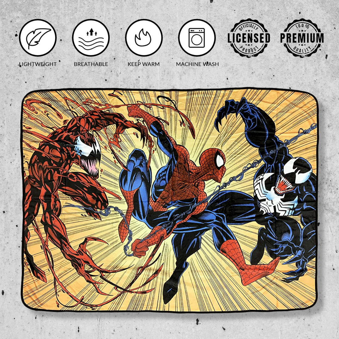 Spider-Man Maximum Carnage And Venom Marvel Fleece Throw Blanket 45in. By 60in.