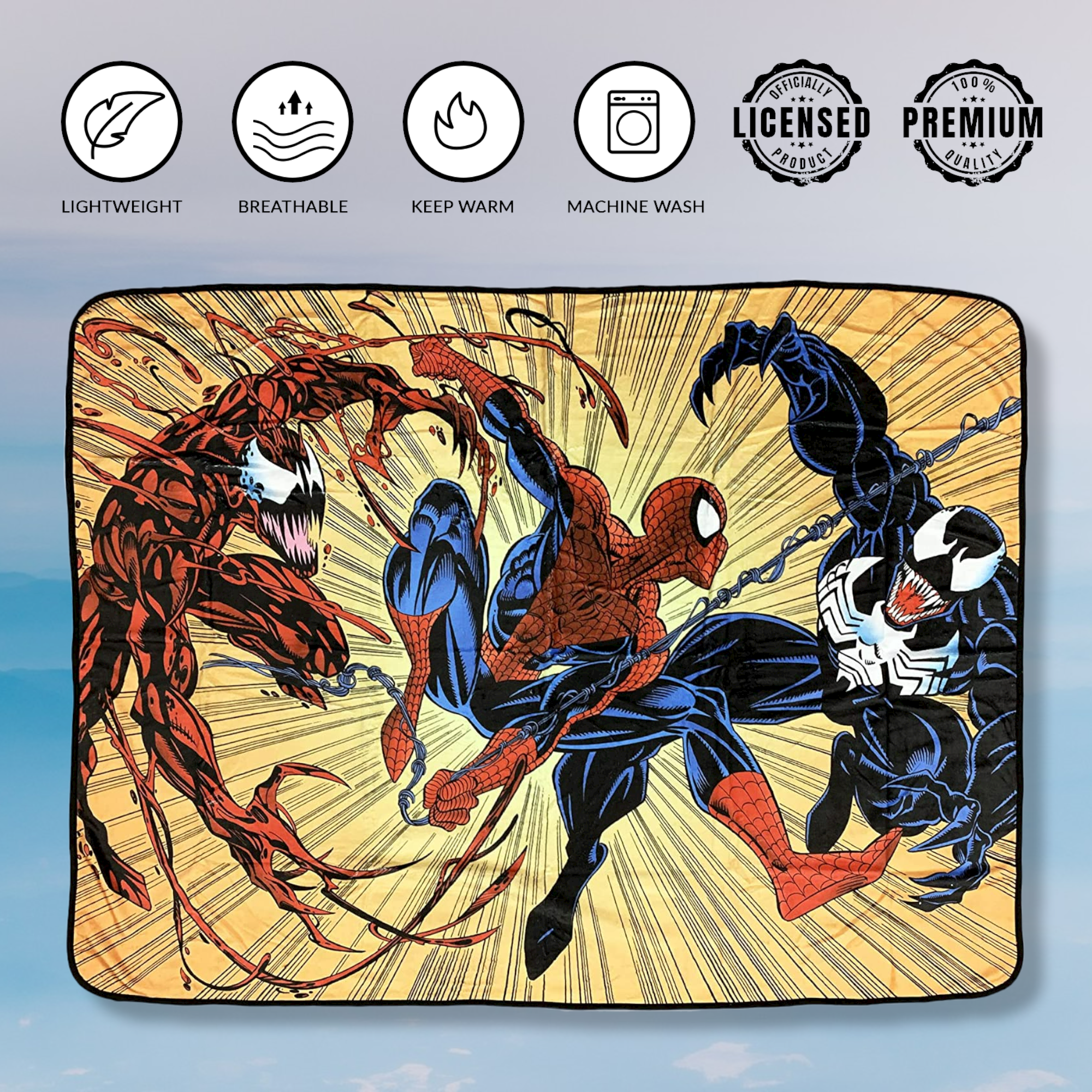 Spider-Man Maximum Carnage And Venom Marvel Fleece Throw Blanket 45in. By 60in.