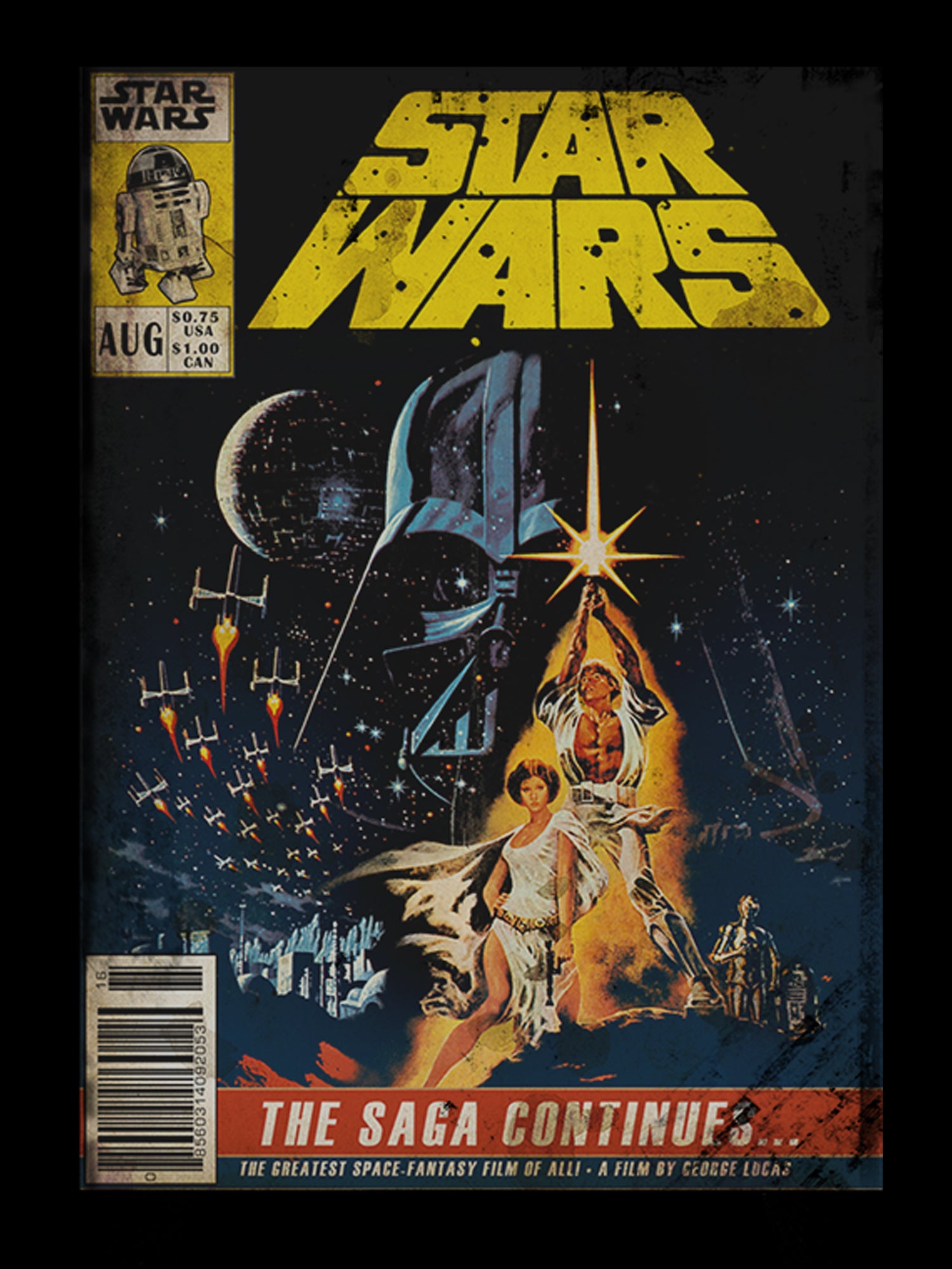 Star Wars The Saga Continues Comic Book Cover Officially Licensed Adult T Shirt