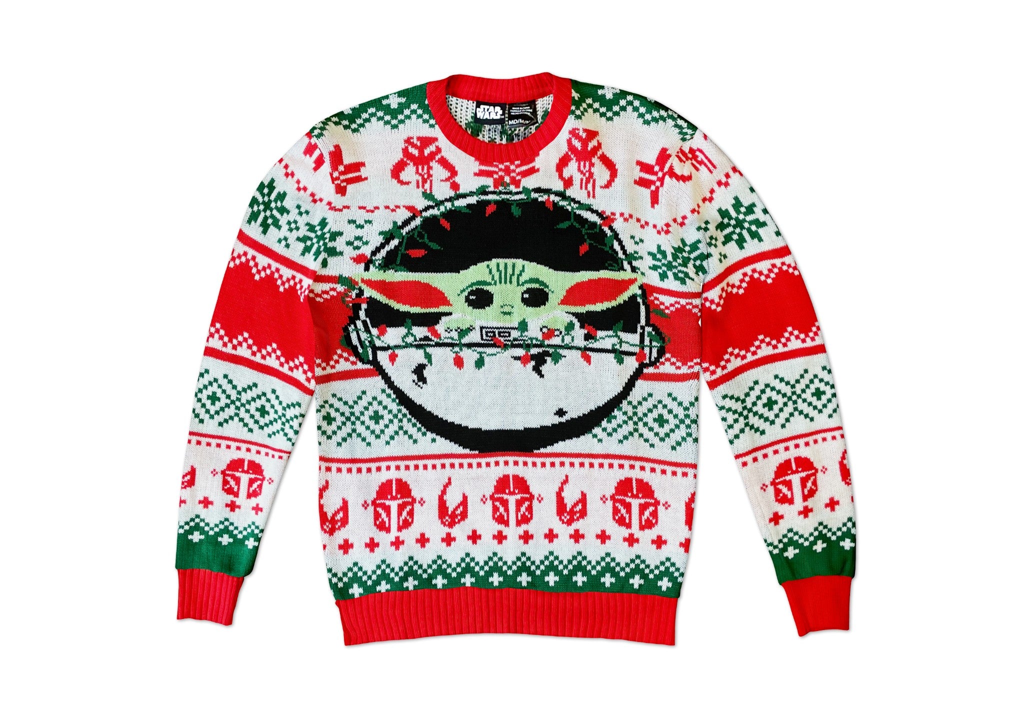 Star Wars The Mandalorian The Child with Lights Adult Ugly Christmas Sweater