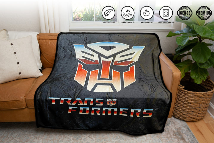 Hasbro Transformers Autobot Symbol 80's Cartoon Throw Blanket
