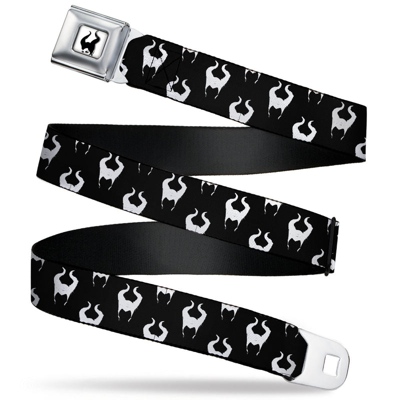 Disney Maleficents Horns Silhouette Black White Seatbelt Belt