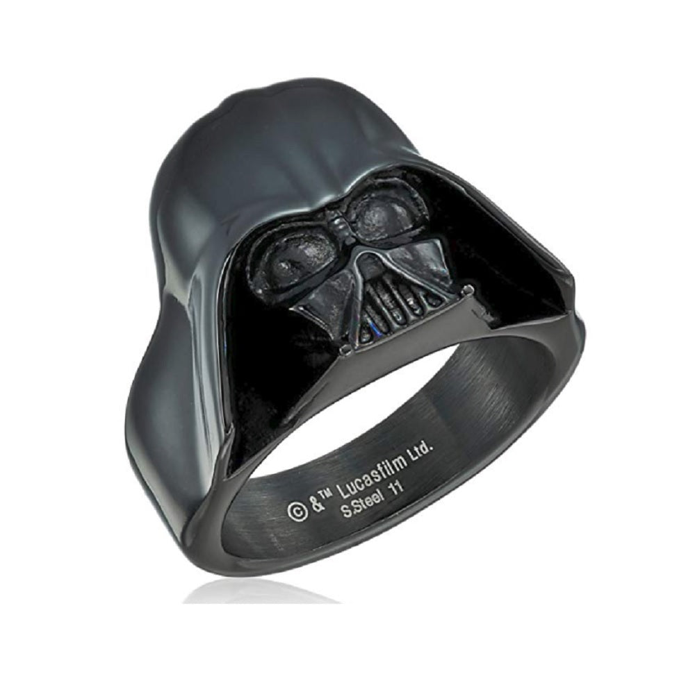 Star Wars Jewelry Men's Darth Vader Black Ion-Plated Stainless Steel Ring Size 8