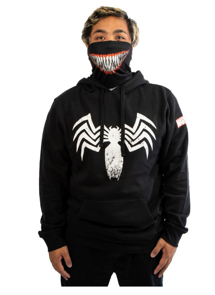 Marvel Comics Venom Logo Smile Adult Hoodie with Built-in Mask