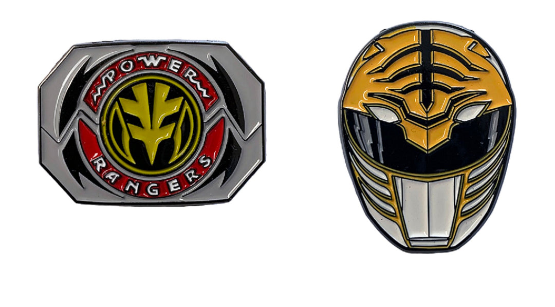 Power Rangers White Ranger Mask and Emblem Tommy 2 Pack Enamel Pin Set