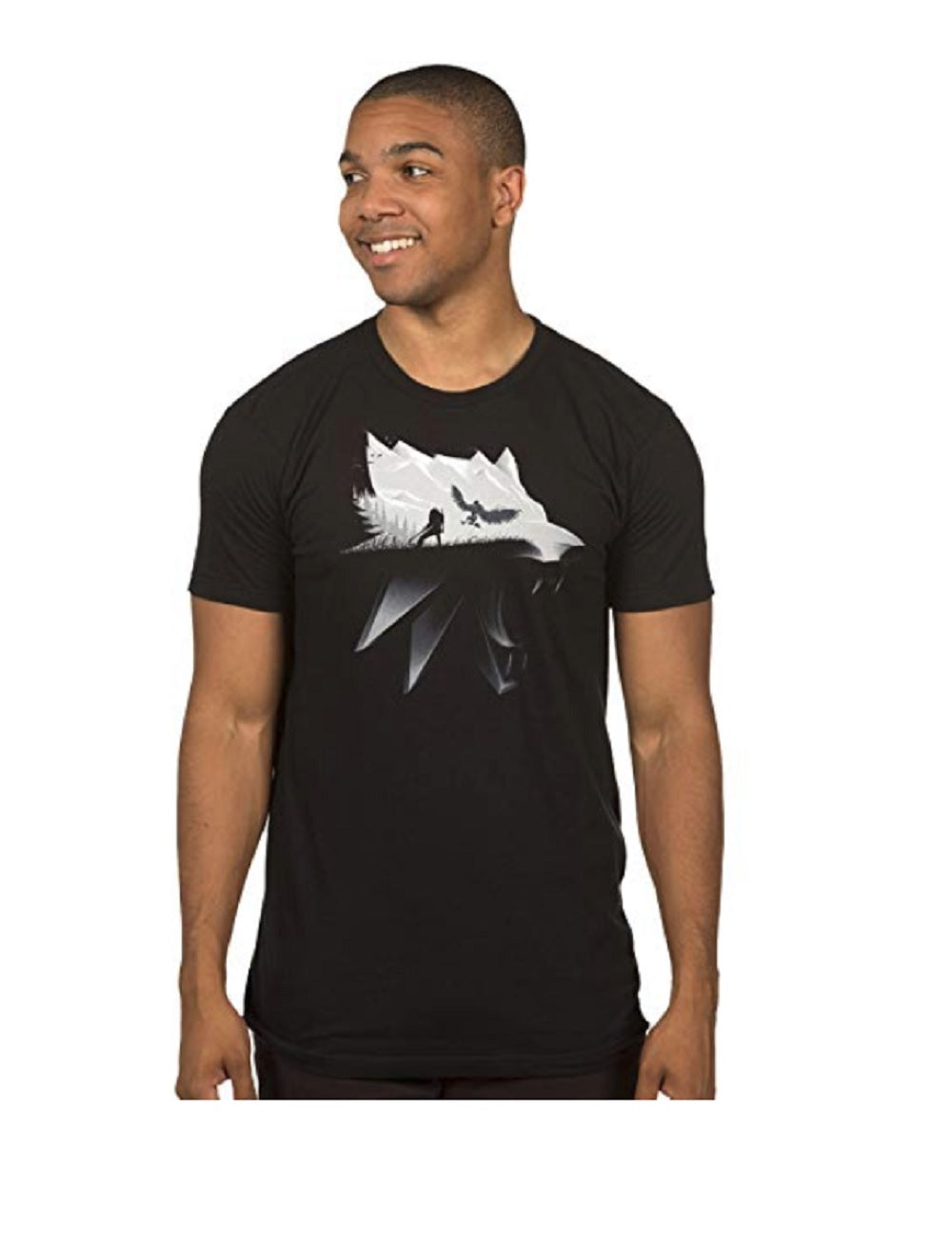 The Witcher 3 Men's White Wolf Silhouette Premium Cotton Adult T-Shirt