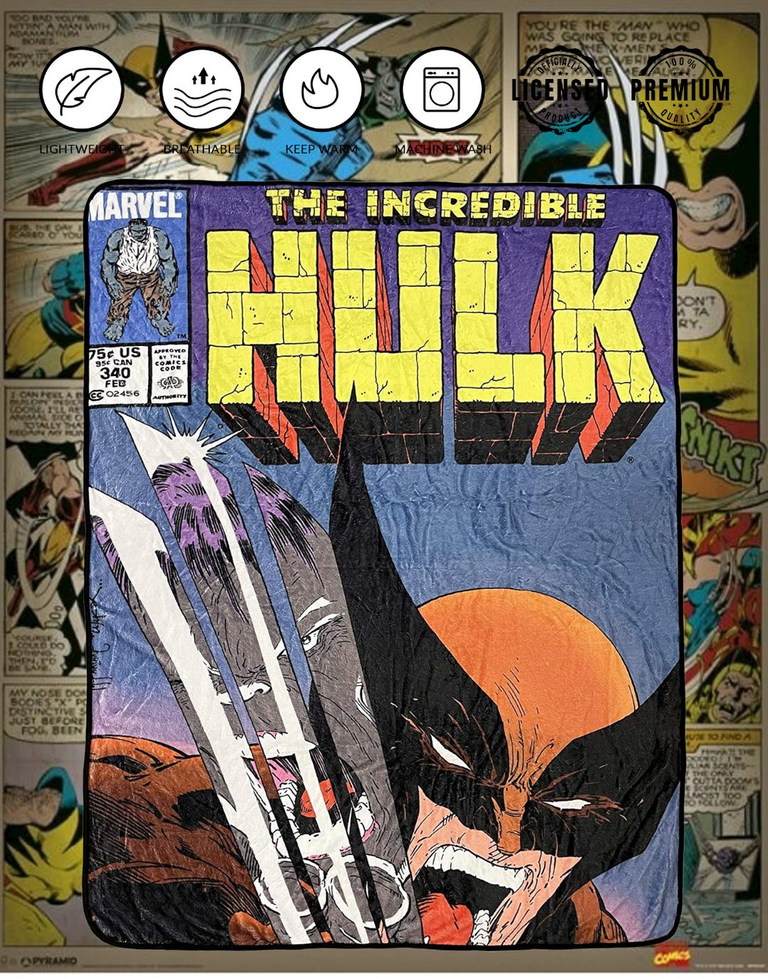 Marvel The Incredible Hulk Vs Wolverine Fleece Throw Blanket