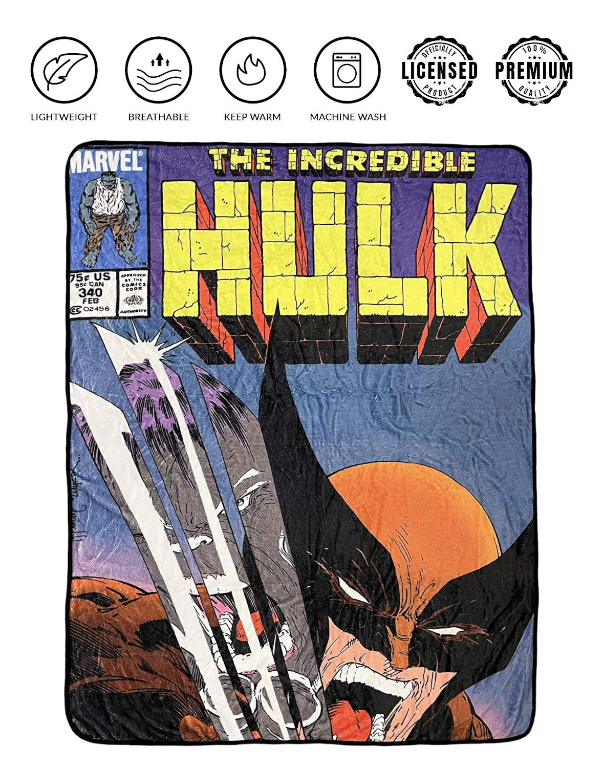 Marvel The Incredible Hulk Vs Wolverine Fleece Throw Blanket