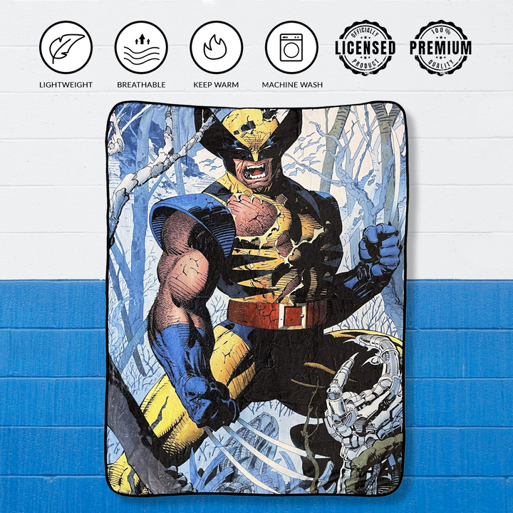 Marvel Wolverine Cover Jim Lee Fleece Throw Blanket