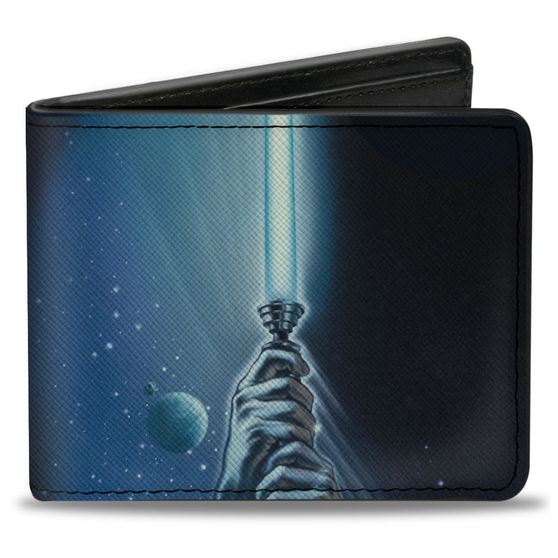 Star Wars Luke Holding Lightsaber + Character Collage Bi-Fold Wallet